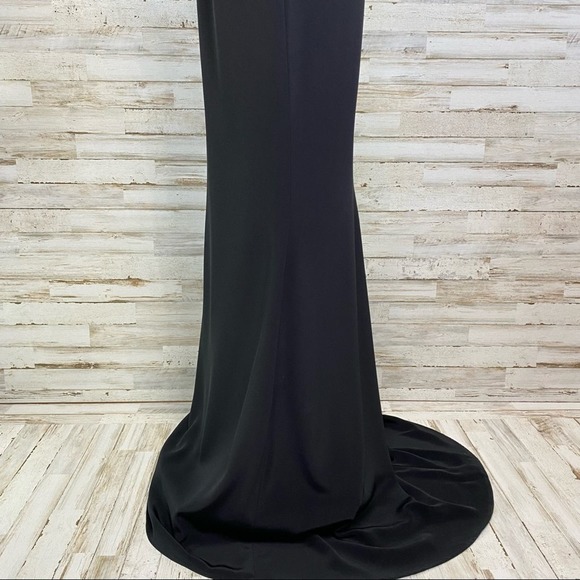 Frascara Sequin One Shoulder Ruffle Detail Gown Womens Size 6 Black Silver - Picture 10 of 15
